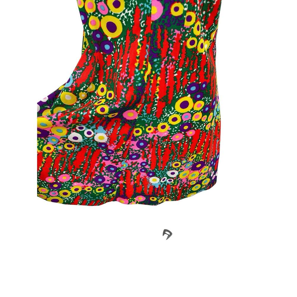 Vintage Flower Power Mini Dress Retro Floral Psychedelic Handmade 60s Size Small - Picture 6 of 14